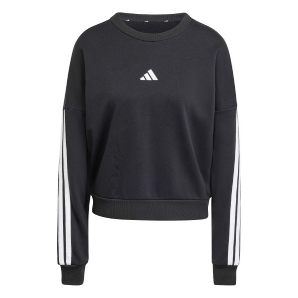 Bluza damska z francuskiego dresu adidas Essentials 3-Stripes. Czarne bluzy adidas, na zimę, xl, bez wzorów, z dresówki, bez kaptura, na fitness i siłownię. Za 237.45 zł.