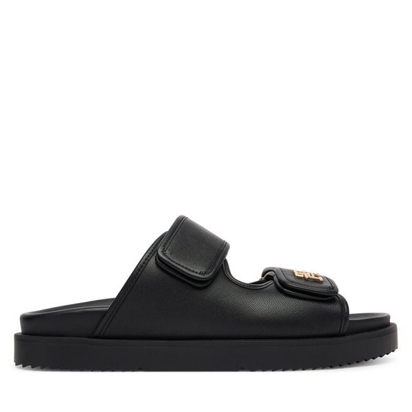 Klapki Tommy Hilfiger. Czarne klapki Tommy Hilfiger, bez wzorów, bez obcasa, bez zapięcia. Za 529.99 zł.