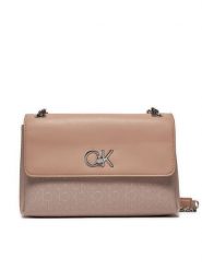Calvin Klein Torebka Re-Lock K60K611755 Beżowy. Brązowe torebki klasyczne Calvin Klein, bez wzorów, z materiału, bez dodatków. Za 359.99 zł.