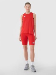 4F Legginsy kolarki treningowe damskie - czerwone M. Czerwone legginsy 4f, m, bez wzorów, z dzianiny, na fitness i siłownię. Za 109.99 zł.