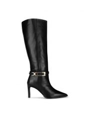 Gino Rossi Kozaki MONA-116041 Czarny. Czarne kozaki Gino Rossi, bez wzorów, ze skóry, bez obcasa, na szpilce, bez zapięcia. Za 599.99 zł.