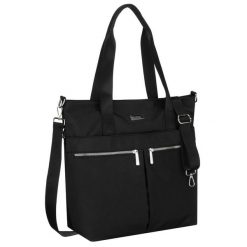 Jednokomorowa, czarna shopperka damska zamykana suwakiem Peterson PTN CTY-19. Czarne torebki klasyczne Peterson, bez wzorów, bez dodatków. Za 89.99 zł.