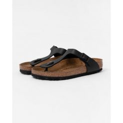 Japonki damskie Birkenstock Gizeh. Czarne japonki Birkenstock, bez wzorów, z materiału. Za 443.00 zł.