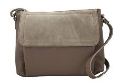 Torebka skórzana z zamszową klapką - Beżowa ciemna. Brązowe torby na laptopa Barberinis, bez wzorów, ze skóry, na ramię, zamszowe. Za 177.99 zł.