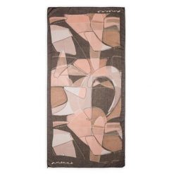 Szal damski Anekke, wykonany z lekkiego materiału tekstylnego z abstrakcyjnym, artystycznym wzorem, brązowy, 42480-051. Brązowe szaliki i kominy Anekke, z aplikacjami, eleganckie. Za 119.00 zł.