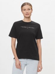Tommy Jeans T-Shirt Tjw Rlx New Linear Tee DW0DW17836 Czarny Relaxed Fit. Czarne t-shirty Tommy Jeans, xxs, bez wzorów, z bawełny, bez kołnierzyka, bez ramiączek. Za 99.99 zł.