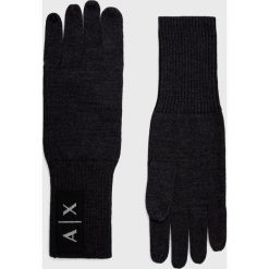 Armani Exchange rękawiczki wełniane 944611.2F302 damskie kolor szary. Szare rękawiczki Armani Exchange, bez wzorów, z dzianiny. W wyprzedaży za 164.99 zł.