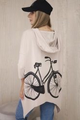 Bluza z nadrukiem roweru beżowa. Brązowe bluzy KESI, l, bez wzorów, z bawełny, bez ramiączek, z kapturem. Za 218.51 zł.