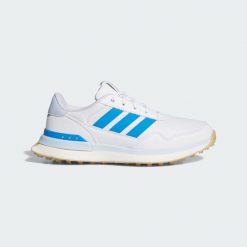 Skórzane buty golfowe bez kolców S2G 26. Białe buty treningowe adidas, z aplikacjami, z gumy, bez zapięcia, na golfa. Za 569.00 zł.