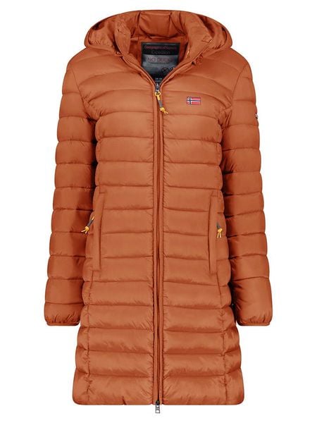 Geographical Norway Płaszcz pikowany "Atikolor" w kolorze karmelowym rozmiar: M. Brązowe płaszcze Geographical Norway, m, bez wzorów, bez kaptura. Za 183.15 zł.