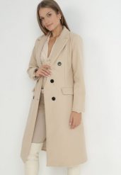 Jasnobeżowy Płaszcz Dwurzędowy Lodis. Brązowe płaszcze Born2be, s, bez wzorów, z tkaniny, eleganckie, bez kaptura. W wyprzedaży za 118.99 zł.