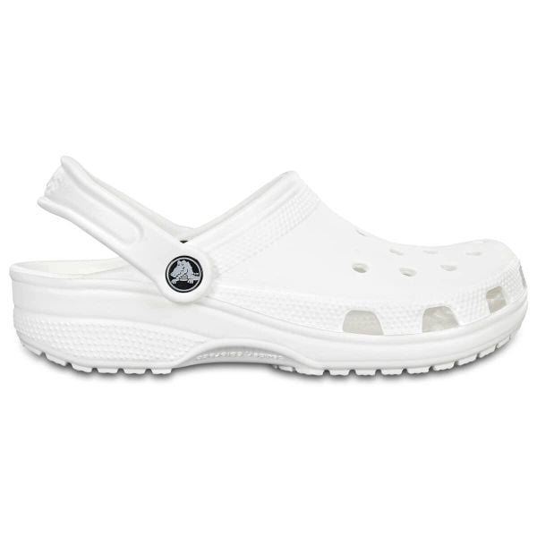 Klapki dla dorosłych Crocs Classic. Białe klapki Crocs, bez wzorów, sportowe, bez obcasa, bez zapięcia. Za 224.96 zł.