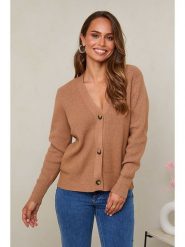 Soft Cashmere Kardigan w kolorze karmelowym rozmiar: 34/36. Brązowe swetry Soft Cashmere, bez wzorów, ze splotem, klasyczne, bez ramiączek. Za 148.95 zł.