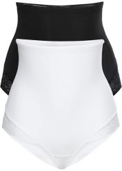 Figi panty shape (2 pary), lekki stopień modelowania sylwetki. Czarne bielizna modelująca bonprix, bez wzorów, z bawełny. Za 97.99 zł.