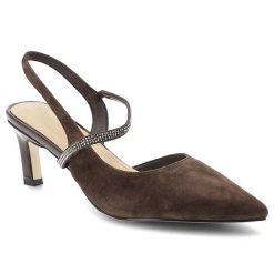 Czółenka damskie S.Barski, cholewka ze skóry naturalnej zamszowej elegancki fason smukły obcas klasyczny design, brązowe, CR61-3048. Brązowe czółenka S.BARSKI, bez wzorów, ze skóry, eleganckie, bez obcasa, na obcasie, bez zapięcia. Za 309.00 zł.