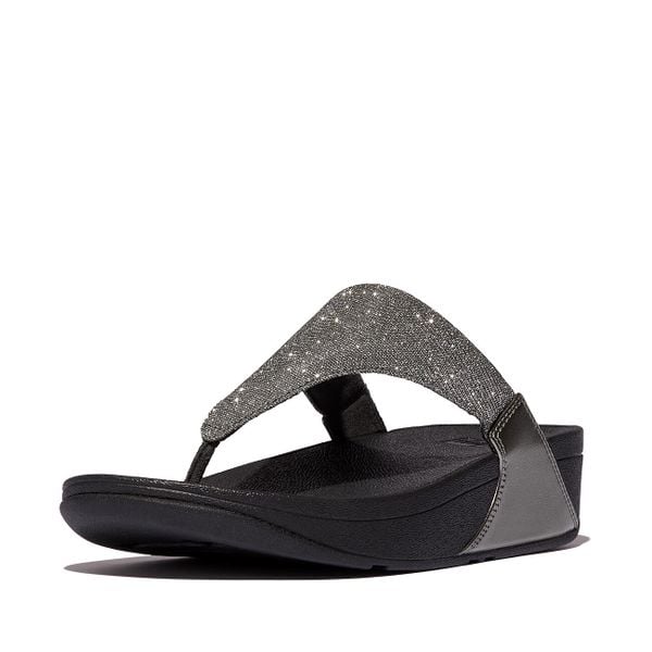 Sandały damskie FitFlop Lulu Shimmerlux. Szare sandały FIT FLOP, bez wzorów, z materiału, bez obcasa, bez zapięcia. Za 393.40 zł.