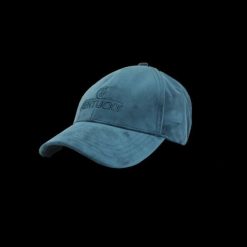 Aksamitna czapka Kentucky. Niebieskie czapki z daszkiem KENTUCKY HORSEWEAR, bez wzorów, z weluru, eleganckie. Za 177.50 zł.