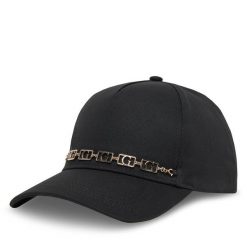 Czapka z daszkiem Guess. Czarne czapki z daszkiem Guess, z aplikacjami. Za 159.99 zł.