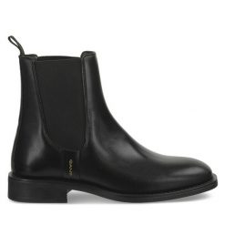 Sztyblety Gant. Czarne botki Gant, bez wzorów, bez obcasa, na płaskiej podeszwie, bez zapięcia. Za 439.99 zł.