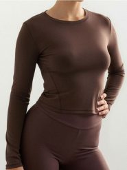 Bluzka sportowa Gym Hard - brązowy. Brązowe t-shirty sportowe Sinsay, l, bez wzorów, bez ramiączek. Za 25.99 zł.