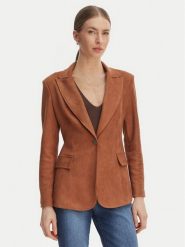 Rinascimento Marynarka CFC0127916003 Brązowy Regular Fit. Brązowe marynarki i żakiety Rinascimento, xs, bez wzorów, ze skóry, bez ramiączek. Za 599.99 zł.