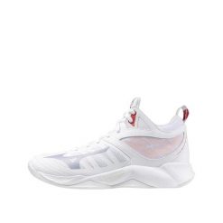 Buty sportowe Mizuno Wave Dimension Mid Kobieta Biały/Aleutian/Różowy Chmur. Białe buty treningowe Mizuno, bez wzorów, z materiału, bez zapięcia, na fitness i siłownię, mizuno wave. Za 476.80 zł.