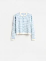 Kardigan z wiskozą - jasnoniebieski. Niebieskie swetry Reserved, l, bez wzorów, z dzianiny, bez ramiączek. Za 129.99 zł.