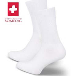 Białe skarpetki medyczne SOMEDIC 754. Białe skarpetki Milena, bez wzorów, z bawełny. Za 15.60 zł.
