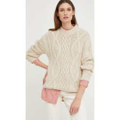 Answear Lab sweter z wełną damski kolor beżowy ciepły. Brązowe swetry Answear Lab, l, bez wzorów, z dzianiny, bez ramiączek. W wyprzedaży za 103.99 zł.