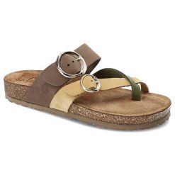 Brązowe Klapki Yokono Skórzane Obuwie Damskie. Brązowe klapki Yokono, bez wzorów, z materiału, wakacyjne, bez obcasa, bez zapięcia. Za 175.00 zł.