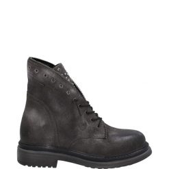 SZARE BOTKI 2222 CROS GRIGIO. Szare botki Venezia, bez wzorów, ze skóry, bez obcasa, bez zapięcia. Za 249.00 zł.