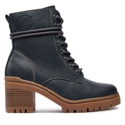 Botki s.Oliver. Niebieskie botki S.Oliver, bez wzorów, bez obcasa, na słupku, bez zapięcia. Za 399.99 zł.
