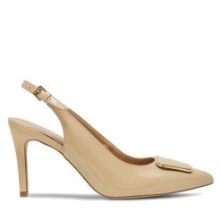 Sandały Lasocki. Brązowe sandały Lasocki, bez wzorów, bez obcasa, na szpilce, bez zapięcia. Za 259.99 zł.