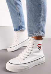 Białe Trampki za Kostkę na Platformie Zuiena. Białe trampki Renee, bez wzorów, eleganckie, za kostkę, bez zapięcia. W wyprzedaży za 39.99 zł.