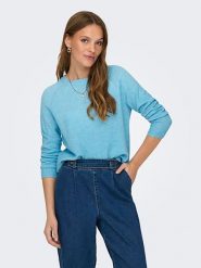 ONLY Sweter w kolorze błękitnym rozmiar: M. Niebieskie swetry ONLY, m, bez wzorów, ze splotem, bez ramiączek. Za 88.02 zł.