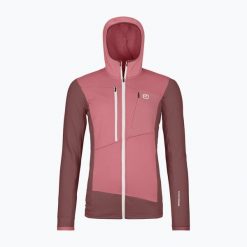 Bluza damska ORTOVOX Fleece Grid Hoody. Czerwone bluzy ORTOVOX, bez wzorów, sportowe, bez ramiączek, bez kaptura. Za 909.99 zł.
