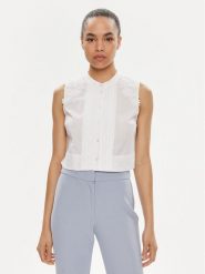 TWINSET Bluzka 241TT2284 Biały Regular Fit. Białe bluzki Twinset, bez wzorów, z bawełny, bez kołnierzyka, bez ramiączek. Za 529.99 zł.