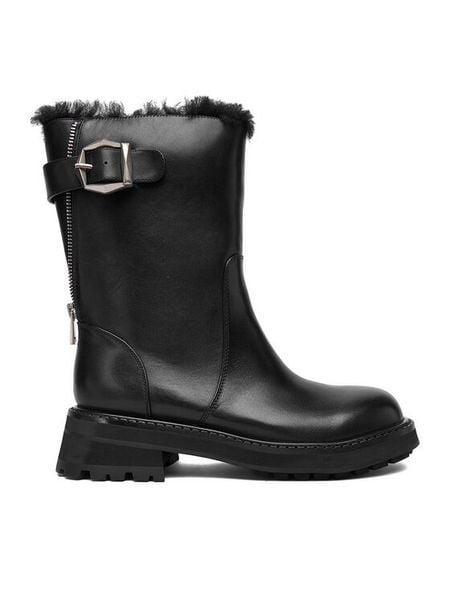 Badura Botki EO-CECILIA-2521-86-1 Czarny. Czarne botki Badura, bez wzorów, ze skóry, bez obcasa, na płaskiej podeszwie, bez zapięcia. Za 369.99 zł.