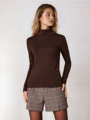 Bluzka z długim rękawem - brązowy. Brązowe bluzki Sinsay, l, bez wzorów, bez kołnierzyka, bez ramiączek. Za 29.99 zł.