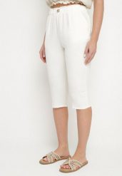 Jasnobeżowe Spodnie Capri z Bawełną i Wysokim Stanem Galirosa. Brązowe jeansy Born2be, l, bez wzorów, z bawełny, eleganckie, z podwyższonym stanem. Za 59.99 zł.
