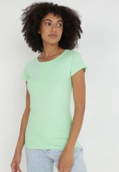Jasnozielony T-shirt Perirea. Zielone t-shirty Born2be, l, bez wzorów, z dzianiny, sportowe, bez kołnierzyka, bez ramiączek. W wyprzedaży za 21.24 zł.