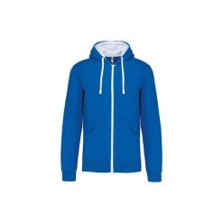 Bluza z kapturem z kontrastowym zamkiem błyskawicznym Kariban. Białe bluzy z kapturem KARIBAN, s, bez wzorów, z bawełny, z kapturem. Za 229.00 zł.