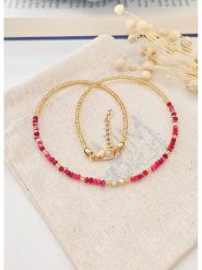 Atelier MIU Pozłacany naszyjnik z kryształami - dł. 45 cm rozmiar: onesize. Czerwone naszyjniki atelier MIU, z materiału, z kryształem, pozłacane. Za 37.47 zł.