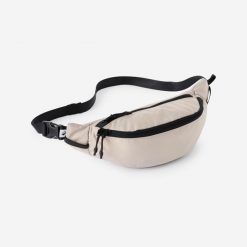 Torebka nerka ripstop 2 kieszenie. Brązowe nerki i saszetki Decathlon, bez wzorów, z materiału, sportowe, małe, bez dodatków. Za 39.99 zł.