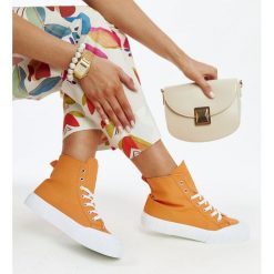 Pomarańczowe wysokie trampki Vinka. Brązowe trampki bez wzorów, z tkaniny, eleganckie, bez zapięcia. Za 81.83 zł.