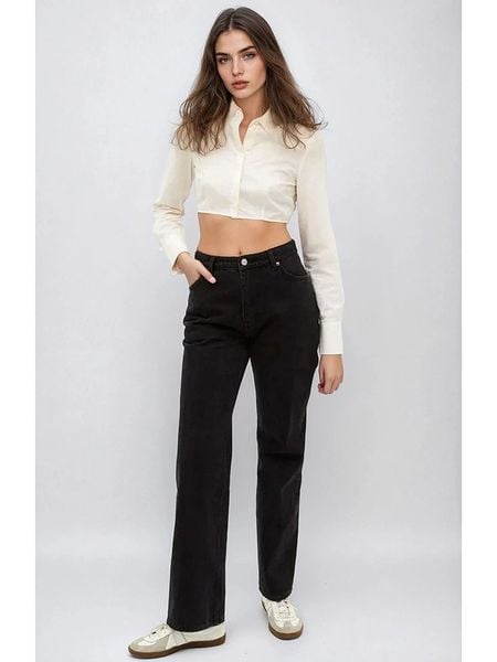 Monki Dżinsy - Regular fit - w kolorze czarnym rozmiar: W29. Czarne jeansy Monki, bez wzorów, klasyczne, z podwyższonym stanem. Za 74.46 zł.