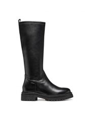 Geox Kozaki D Iridea D56HRF 0KB43 C9999 Czarny. Czarne kozaki Geox, bez wzorów, ze skóry, bez obcasa, na płaskiej podeszwie, bez zapięcia. Za 579.99 zł.