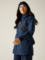 Regatta Kurtka przeciwdeszczowa "Hamara IV" w kolorze granatowym rozmiar: 34. Niebieskie kurtki przeciwdeszczowe Regatta, m, bez wzorów, bez kaptura, outdoorowe. Za 150.37 zł.