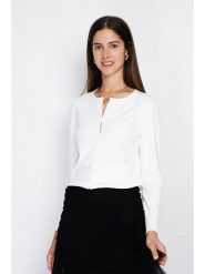 ASSUILI Kardigan w kolorze białym rozmiar: 38. Białe swetry Assuili, bez wzorów, z kaszmiru, bez ramiączek. Za 139.95 zł.