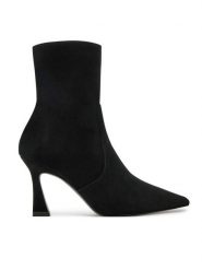 Stuart Weitzman Botki Vinnie Bootie SJ450 Czarny. Czarne botki Stuart Weitzman, bez wzorów, ze skóry, bez obcasa, na słupku, bez zapięcia. Za 1,469.00 zł.